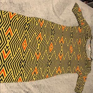 Yellow/navy blue/red dress